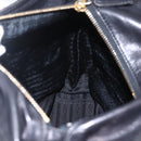 PRADA Chain Shoulder Bag Leather Black Gold Auth 159024-21