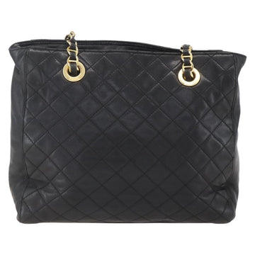 PRADA Chain Shoulder Bag Leather Black Gold Auth 159024 - 0