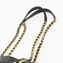 PRADA Chain Shoulder Bag Leather Black Gold Auth 159024-8