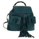 GUCCI Bamboo Backpack Leather Green Silver 370833 Auth 159026V-1