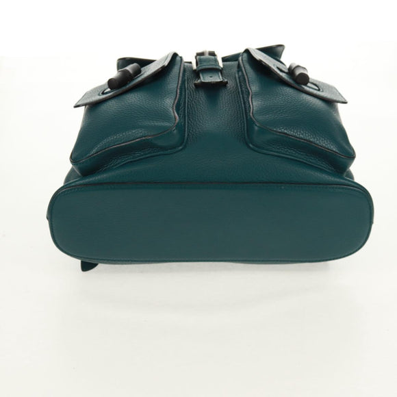 GUCCI Bamboo Backpack Leather Green Silver 370833 Auth 159026V