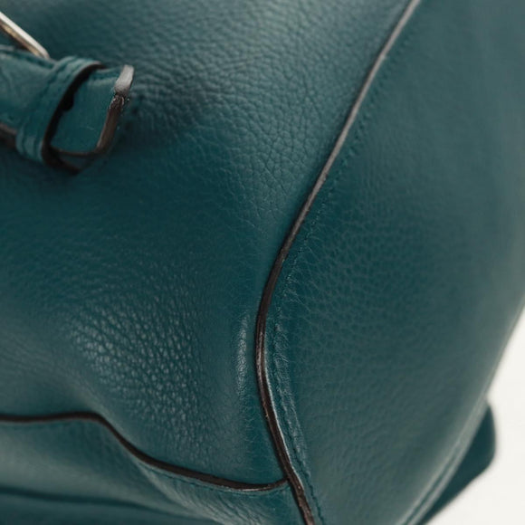 GUCCI Bamboo Backpack Leather Green Silver 370833 Auth 159026V