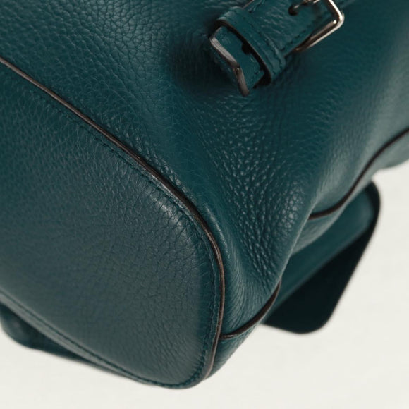 GUCCI Bamboo Backpack Leather Green Silver 370833 Auth 159026V