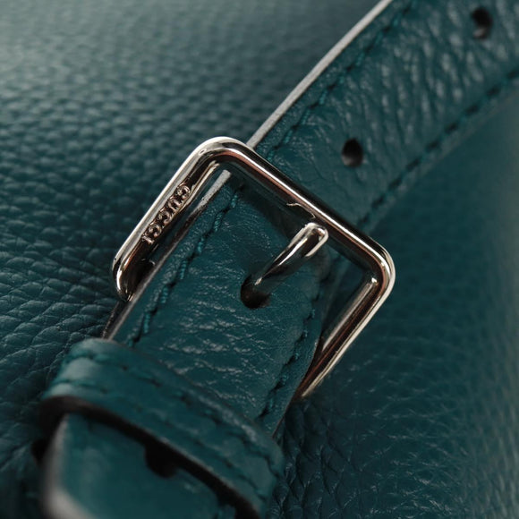 GUCCI Bamboo Backpack Leather Green Silver 370833 Auth 159026V