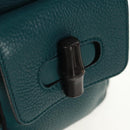 GUCCI Bamboo Backpack Leather Green Silver 370833 Auth 159026V-22