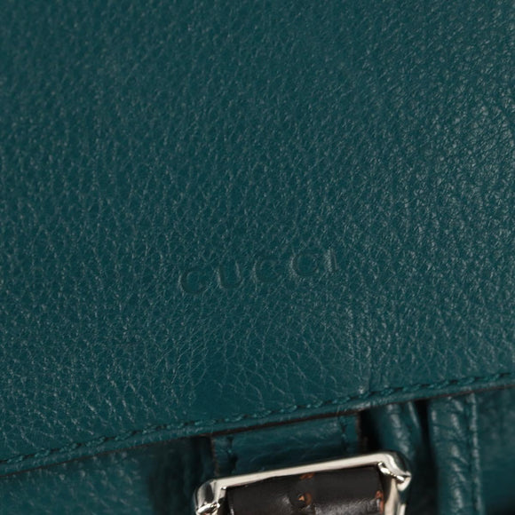 GUCCI Bamboo Backpack Leather Green Silver 370833 Auth 159026V