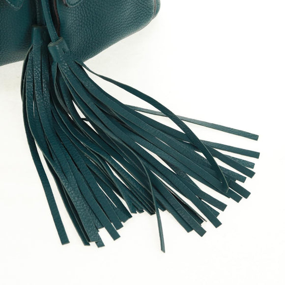 GUCCI Bamboo Backpack Leather Green Silver 370833 Auth 159026V