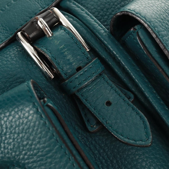 GUCCI Bamboo Backpack Leather Green Silver 370833 Auth 159026V