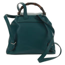 GUCCI Bamboo Backpack Leather Green Silver 370833 Auth 159026V-2
