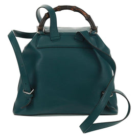 GUCCI Bamboo Backpack Leather Green Silver 370833 Auth 159026V - 0