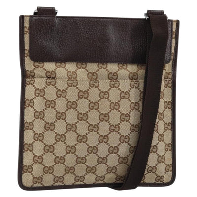 GUCCI GG Canvas Shoulder Bag Beige Silver 27639 Auth 159029V