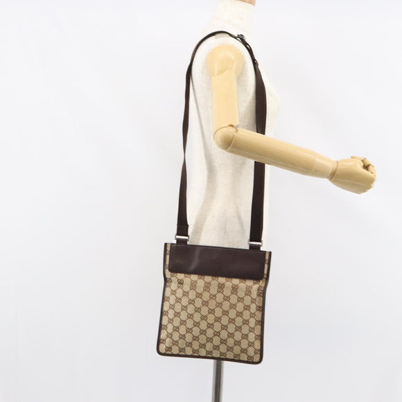 GUCCI GG Canvas Shoulder Bag Beige Silver 27639 Auth 159029