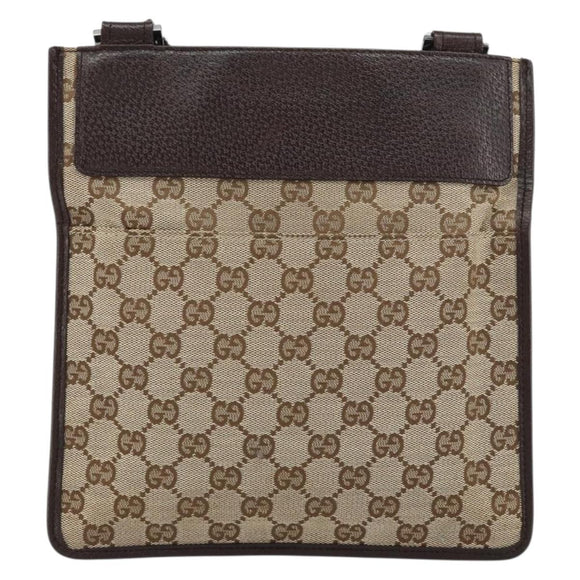 GUCCI GG Canvas Shoulder Bag Beige Silver 27639 Auth 159029