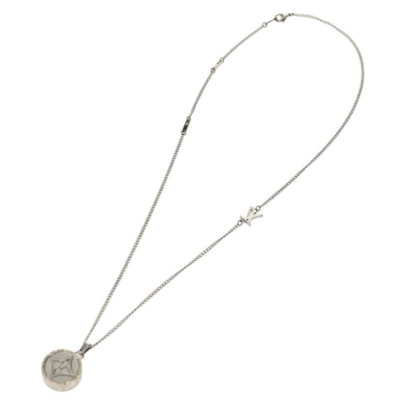 LOUIS VUITTON Twisted Flower Necklace metal Silver tone M00916 LV Auth 159032V