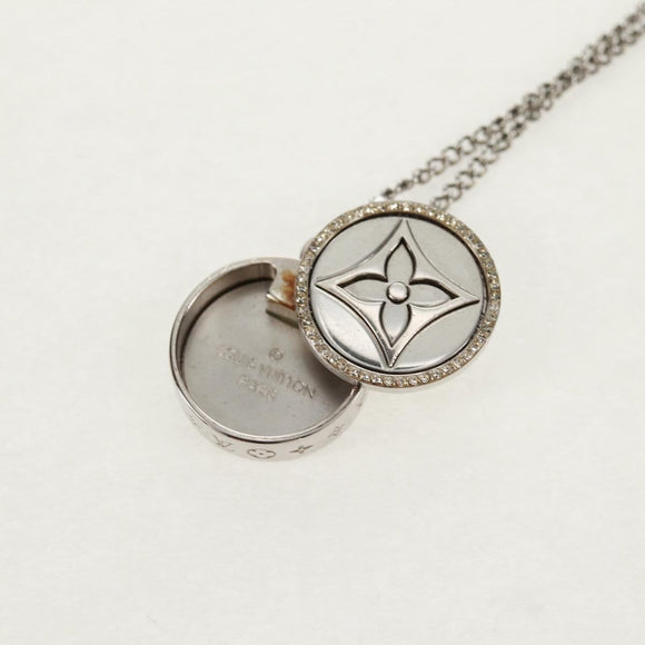 LOUIS VUITTON Twisted Flower Necklace metal Silver tone M00916 LV Auth 159032V