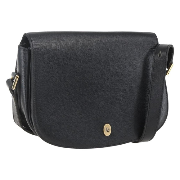 Christian Dior Shoulder Bag Leather Black Gold Auth 159033