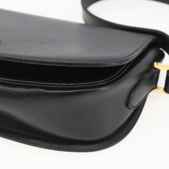 Christian Dior Shoulder Bag Leather Black Gold Auth 159033