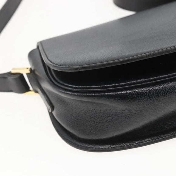 Christian Dior Shoulder Bag Leather Black Gold Auth 159033