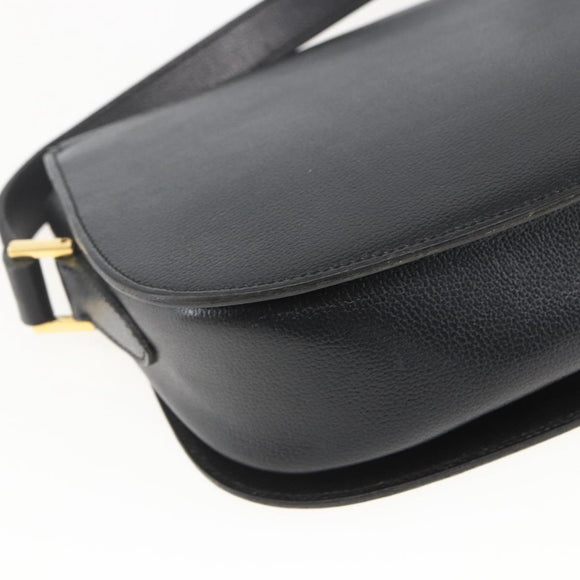 Christian Dior Shoulder Bag Leather Black Gold Auth 159033