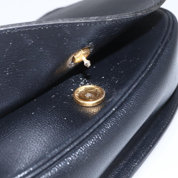 Christian Dior Shoulder Bag Leather Black Gold Auth 159033