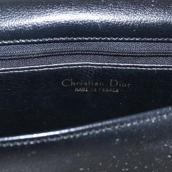 Christian Dior Shoulder Bag Leather Black Gold Auth 159033