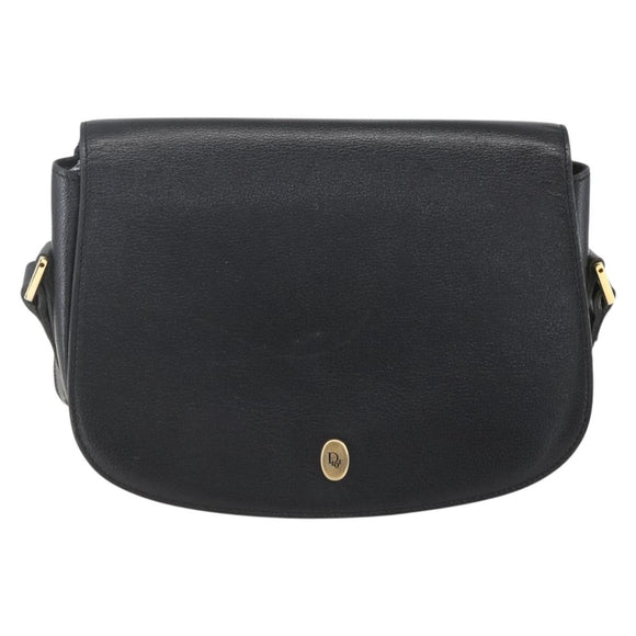 Christian Dior Shoulder Bag Leather Black Gold Auth 159033