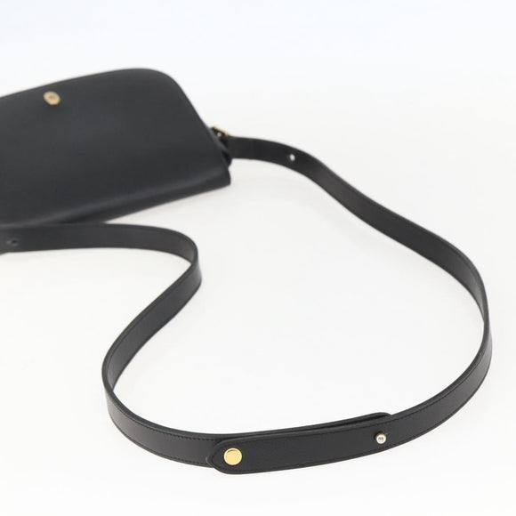 Christian Dior Shoulder Bag Leather Black Gold Auth 159033
