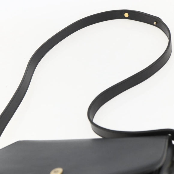 Christian Dior Shoulder Bag Leather Black Gold Auth 159033