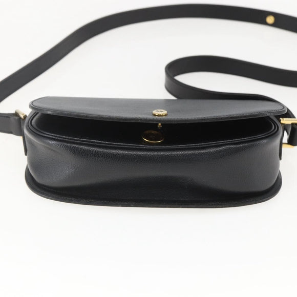Christian Dior Shoulder Bag Leather Black Gold Auth 159033