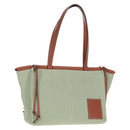 LOEWE Anagram Cushion Tote Bag Canvas Light green Auth 159034-1