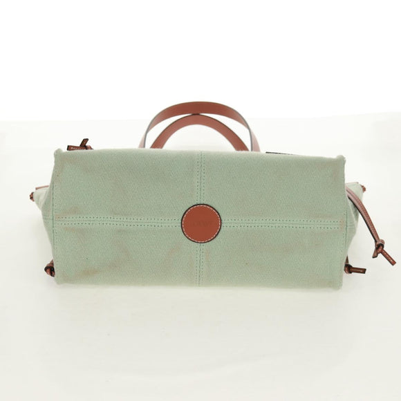LOEWE Anagram Cushion Tote Bag Canvas Light green Auth 159034