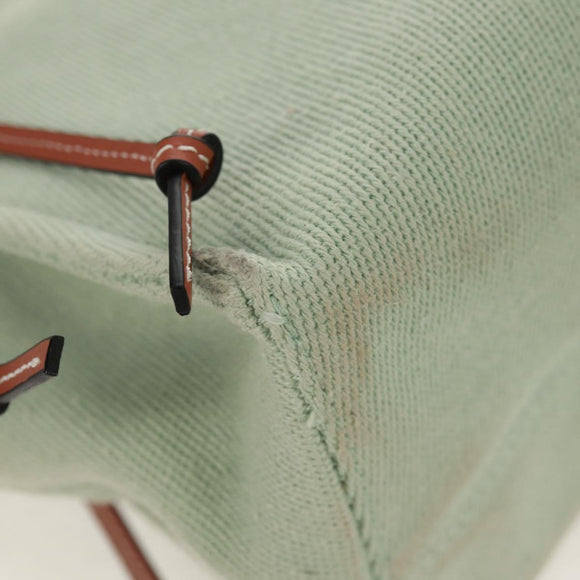 LOEWE Anagram Cushion Tote Bag Canvas Light green Auth 159034