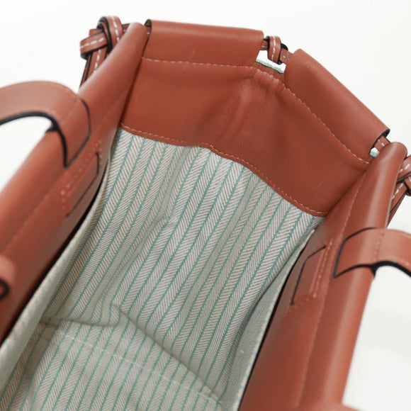 LOEWE Anagram Cushion Tote Bag Canvas Light green Auth 159034