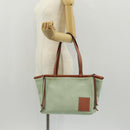 LOEWE Anagram Cushion Tote Bag Canvas Light green Auth 159034-25