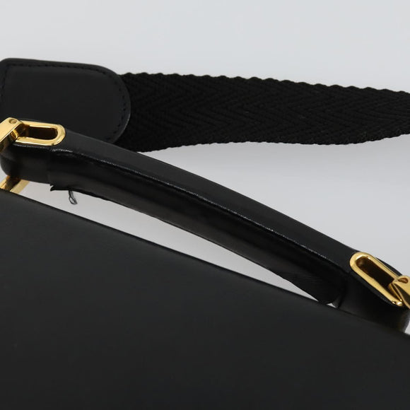 LOEWE Anagram Business Bag Leather 2way Black Gold Auth 159035