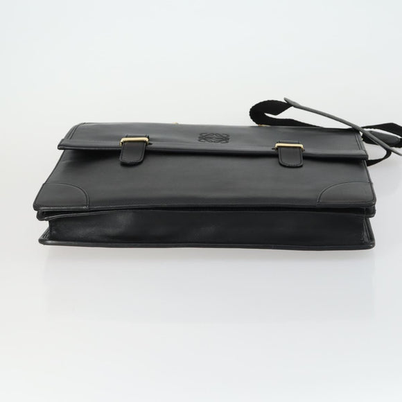 LOEWE Anagram Business Bag Leder 2-Wege Schwarz Gold Auth 159035
