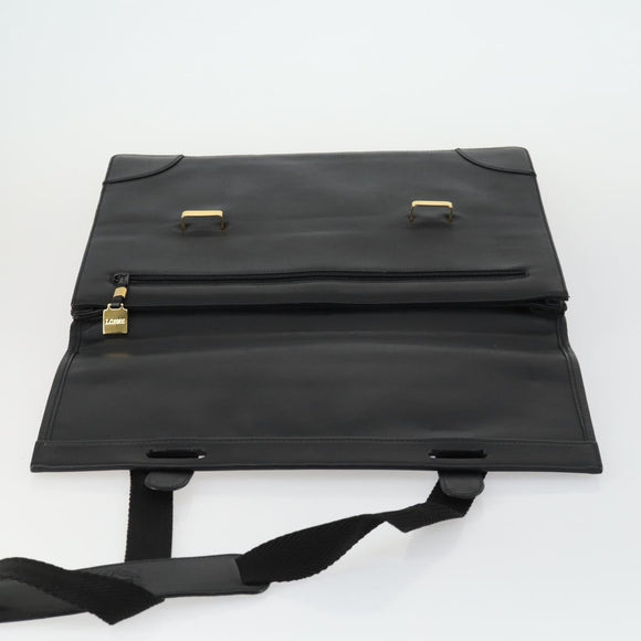 LOEWE Anagram Business Bag Leather 2way Black Gold Auth 159035