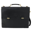 LOEWE Anagram Business Bag Leather 2way Black Gold Auth 159035-13