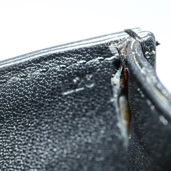 LOEWE Anagram Business Bag Leather 2way Black Gold Auth 159035