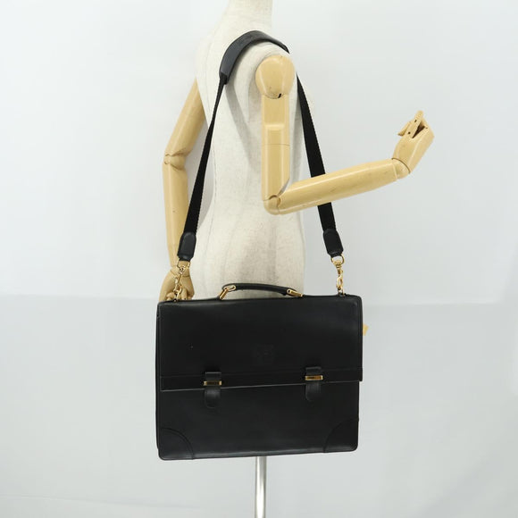 LOEWE Anagram Business Bag Leather 2way Black Gold Auth 159035