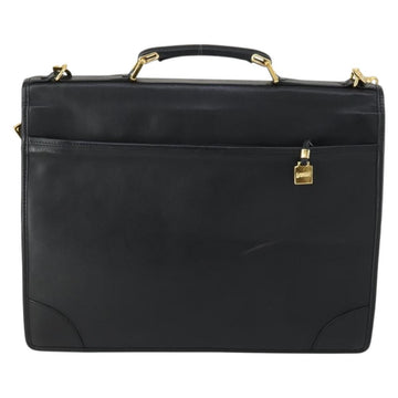 LOEWE Anagram Business Bag Leather 2way Black Gold Auth 159035 - 0