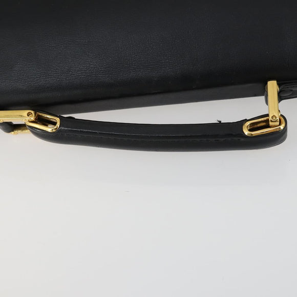 LOEWE Anagram Business Bag Leather 2way Black Gold Auth 159035