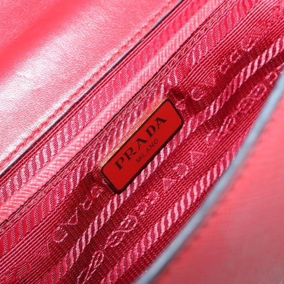 PRADA Chain Shoulder Bag Safiano leather Red Gold Auth 159038