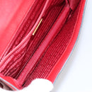 PRADA Chain Shoulder Bag Safiano leather Red Gold Auth 159038-11