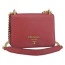 PRADA Chain Shoulder Bag Safiano leather Red Gold Auth 159038-1