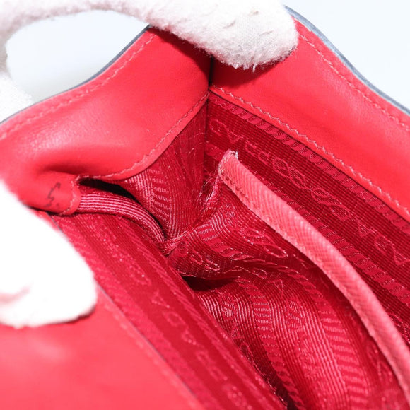 PRADA Chain Shoulder Bag Safiano leather Red Gold Auth 159038