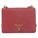 PRADA Chain Shoulder Bag Safiano leather Red Gold Auth 159038-13