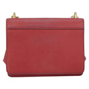 PRADA Chain Shoulder Bag Safiano leather Red Gold Auth 159038-2