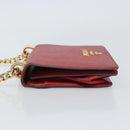 PRADA Chain Shoulder Bag Safiano leather Red Gold Auth 159038-4