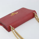 PRADA Chain Shoulder Bag Safiano leather Red Gold Auth 159038-6